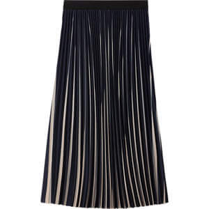 REISS SAIGE Pleated Striped Midi Skirt